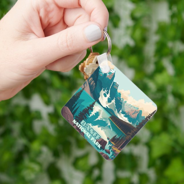 Banff National Park Moraine Lake Retro Key Ring (Hand)