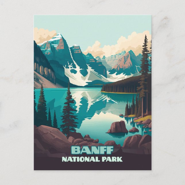 Banff National Park Moraine Lake Retro  Postcard (Front)