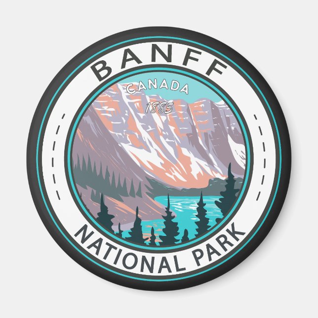Banff National Park Moraine Lake Vintage Magnet (Front)