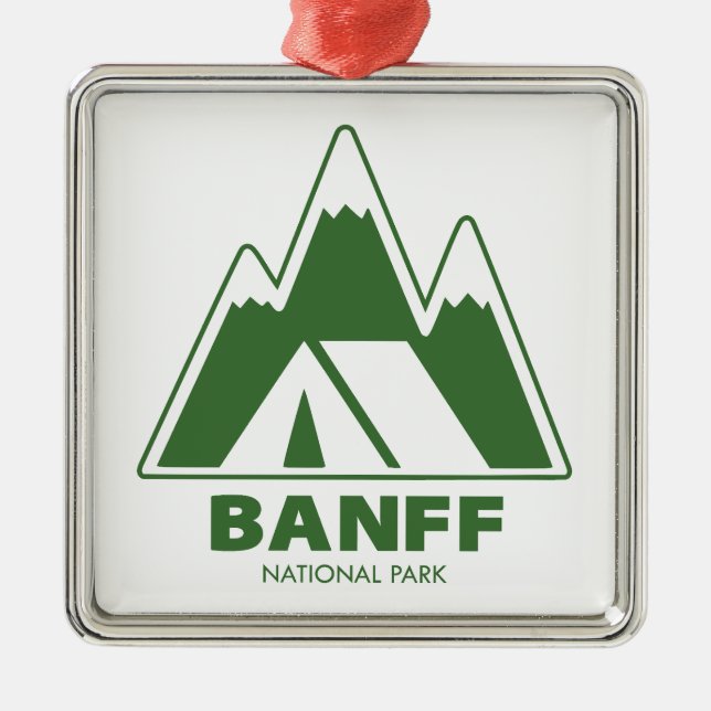 Banff National Park Mountains Camping Metal Tree Decoration (Front)