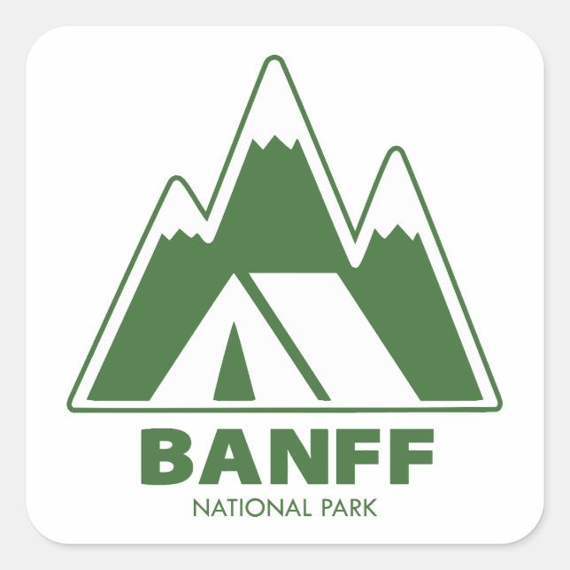 Banff National Park Mountains Camping Square Sticker (Front)