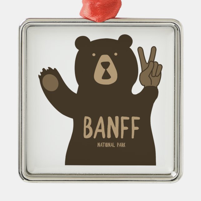 Banff National Park Peace Bear Metal Tree Decoration (Front)