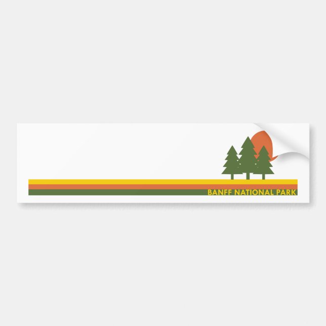Banff National Park Pine Trees Sun Bumper Sticker (Front)