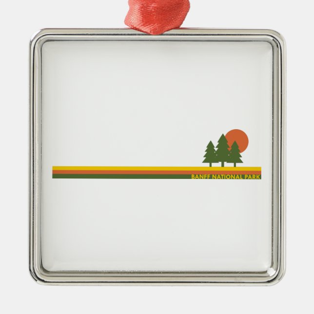 Banff National Park Pine Trees Sun Metal Tree Decoration (Front)