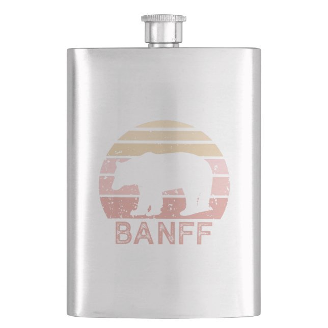 Banff National Park Retro Bear Hip Flask (Front)