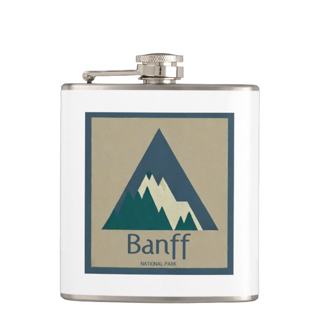 Banff National Park Rustic Hip Flask (Front)