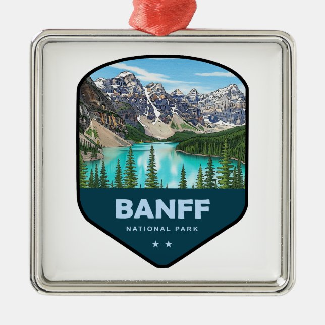 Banff National Park Shield Metal Tree Decoration (Front)