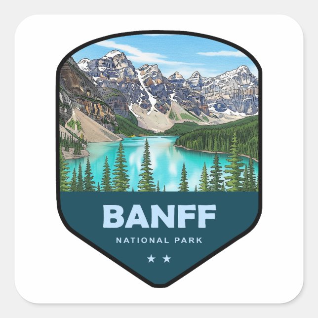 Banff National Park Shield Square Sticker (Front)