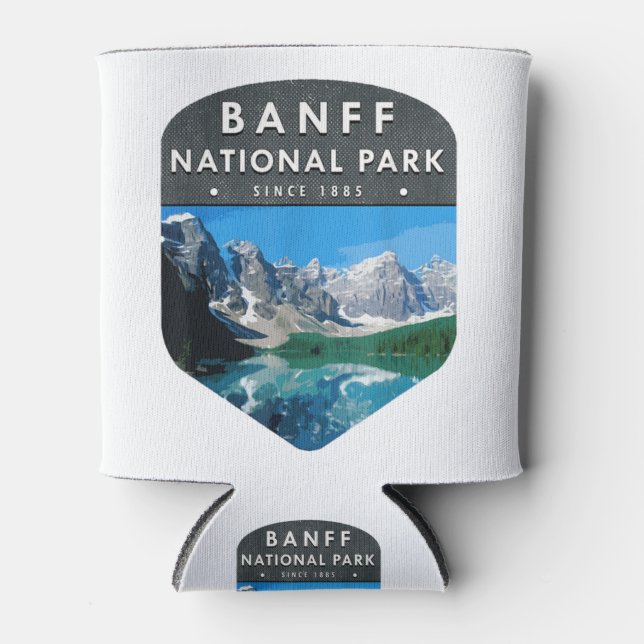 BANFF National Park T Shirt Hiking Tee Wanderlust. Can Cooler (Front)