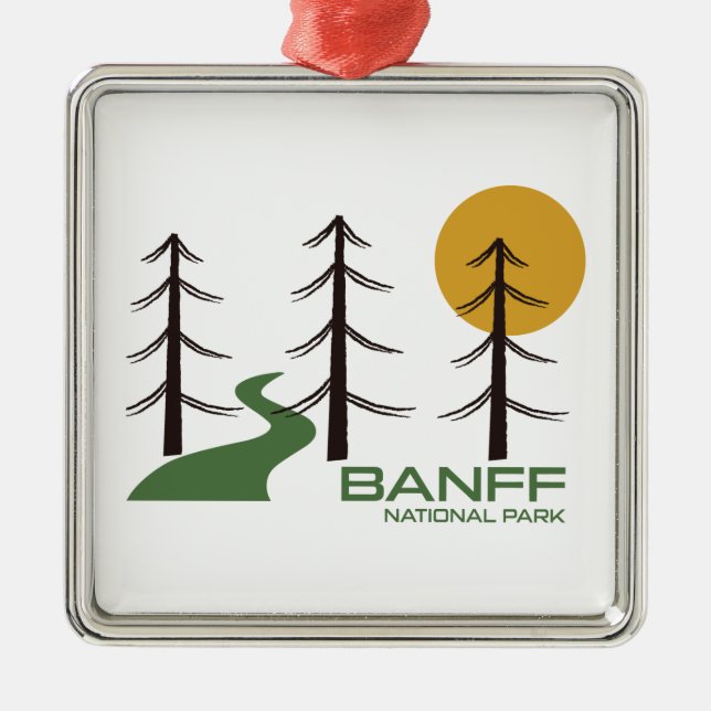 Banff National Park Trail Metal Tree Decoration (Front)