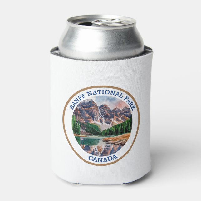 Banff National Park Watercolor Painting Can Cooler (Can Front)