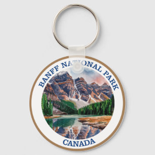 Banff National Park Watercolor Painting Key Ring