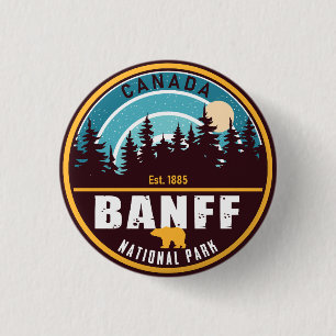 Banff NP Canada Rocky Mountains Vintage Souvenirs 3 Cm Round Badge
