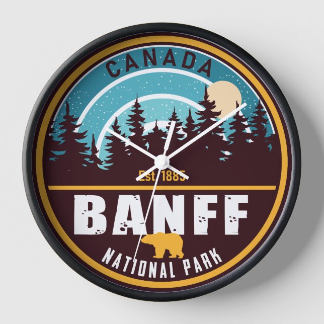 Banff NP Canada Rocky Mountains Vintage Souvenirs Clock (Front)