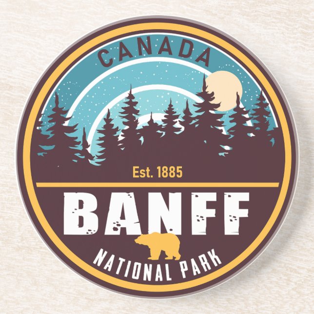 Banff NP Canada Rocky Mountains Vintage Souvenirs Coaster (Front)