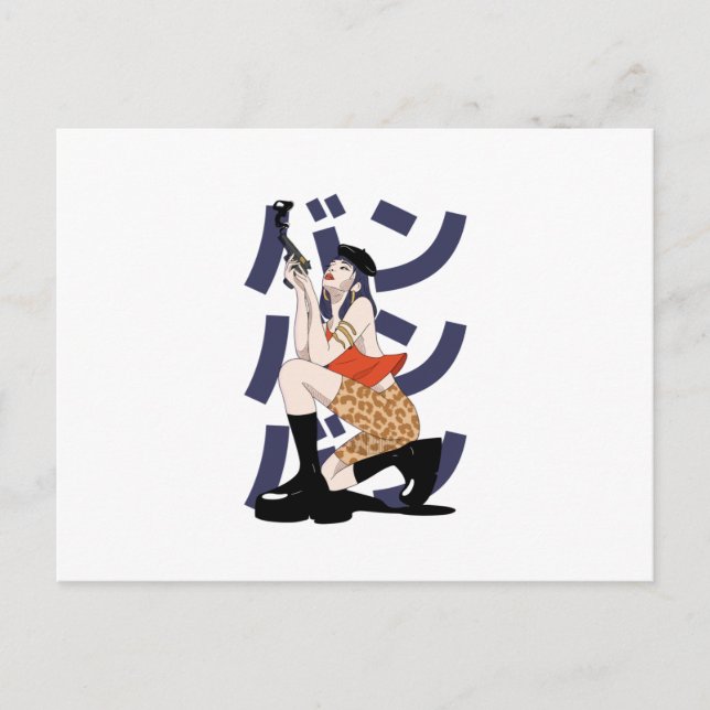 Bang Anime Girl - Gun Anime Girl Fans Postcard (Front)