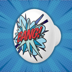 BANG Fun Cool Retro Comic Book Pop Art Ceramic Knob