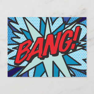 BANG Fun Retro Comic Book Pop Art Announcement Postcard
