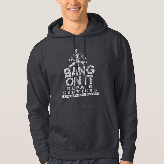Bang On It Repair Services White Gfx Hoodie (Front)