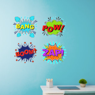 Bang Pow Boom Zap  Pop Art   36" Wall Decal