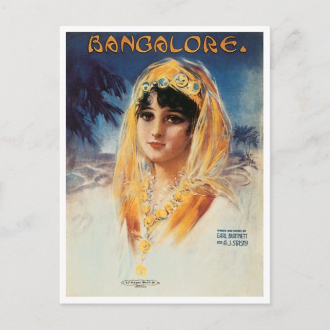 Bangalore Vintage Song Sheet Cover Postcard (Front)
