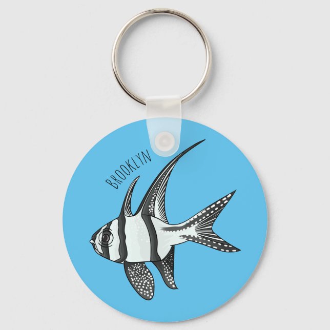 Banggai cardinalfish cartoon illustration  key ring (Front)