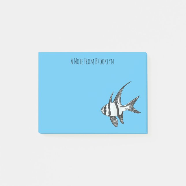 Banggai cardinalfish cartoon illustration post-it notes (Front)