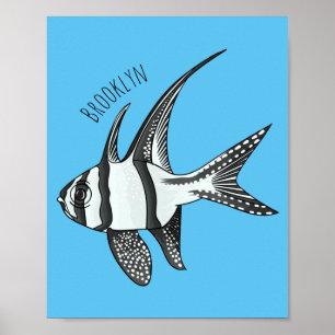 Banggai cardinalfish cartoon illustration  poster
