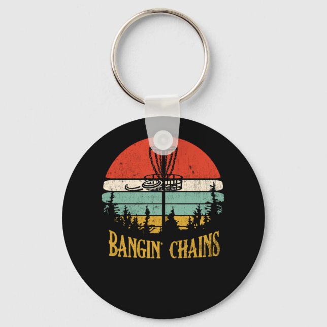 Bangin Chains Retro Disc Golf Frisbee Sport Key Ring (Front)