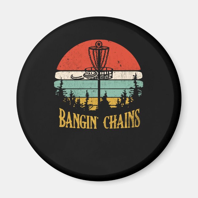 Bangin Chains Retro Disc Golf Frisbee Sport Magnet (Front)