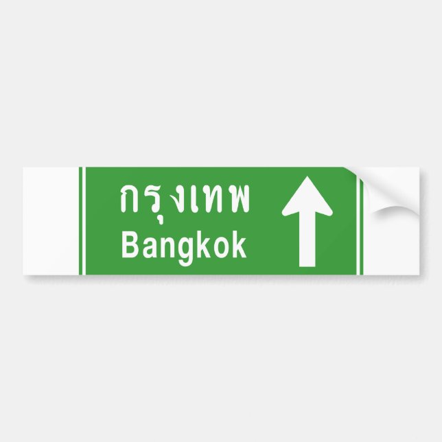 Bangkok Ahead ⚠ Thai Highway Traffic Sign ⚠ Bumper Sticker (Front)