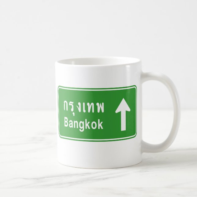 Bangkok Ahead ⚠ Thai Highway Traffic Sign ⚠ Coffee Mug (Right)