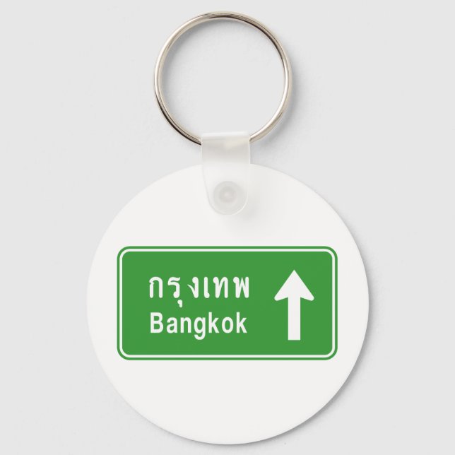 Bangkok Ahead ⚠ Thai Highway Traffic Sign ⚠ Key Ring (Front)
