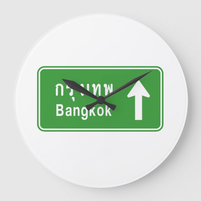 Bangkok Ahead ⚠ Thai Highway Traffic Sign ⚠ Large Clock (Front)