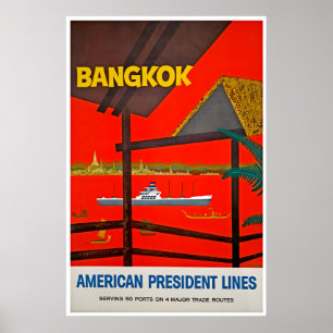 Bangkok Art Thailand Travel Poster American