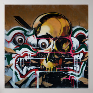 Bangkok Skull Graffiti Poster