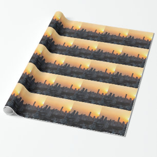 Bangkok skyline sunset panorama background wrapping paper