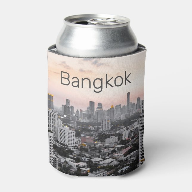 Bangkok Skyline Sunset Panorama BKK Thailand Can Cooler (Can Front)