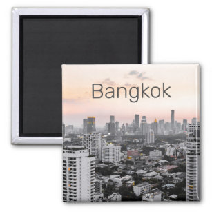 Bangkok Skyline Sunset Panorama BKK Thailand Magnet