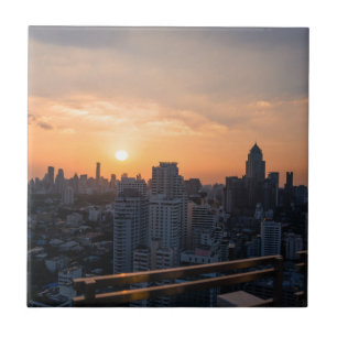 Bangkok skyline sunset panorama tile