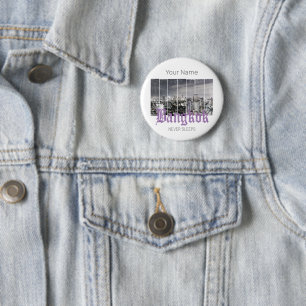 Bangkok Skyline Vintage BKK Retro Thailand Design 6 Cm Round Badge