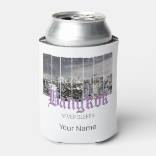Bangkok Skyline Vintage BKK Retro Thailand Design Can Cooler