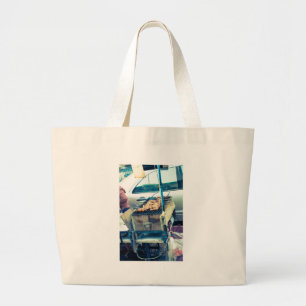 Bangkok street food barbeque with skewers large tote bag