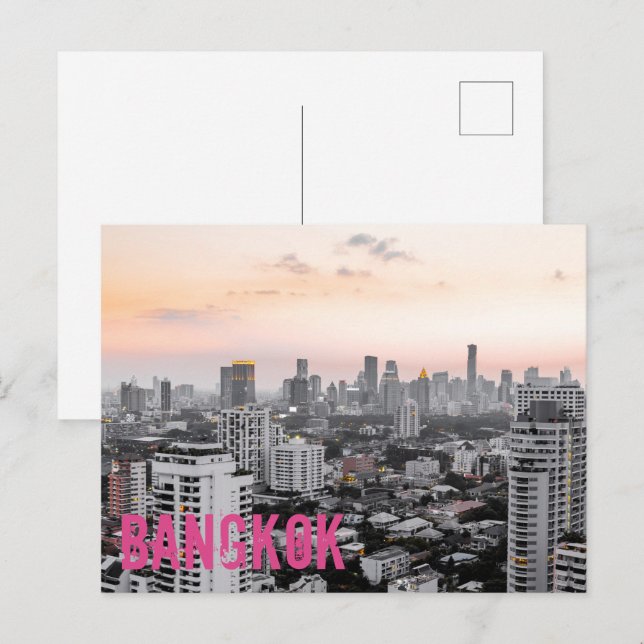 Bangkok sukhumvit skyline sunset fine art gift holiday postcard (Front/Back)
