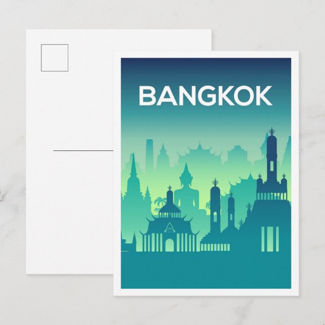Bangkok Thailand Art Travel Illustration Postcard (Front/Back)