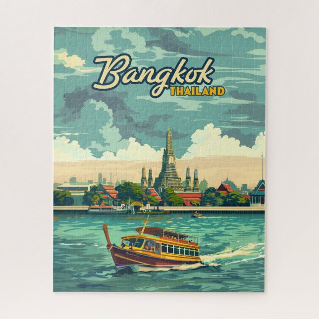 Bangkok Thailand Asia Vintage Travel Temple Jigsaw Puzzle (Vertical)