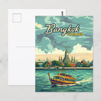 Bangkok Thailand Asia Vintage Travel Temple Postcard