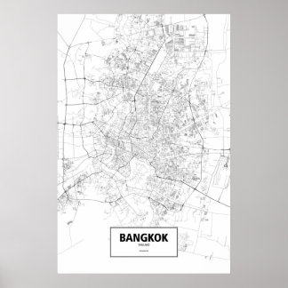 Bangkok, Thailand (black on white) Poster