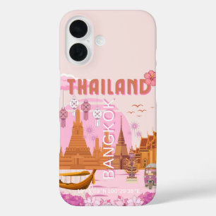 Bangkok Thailand Boho Retro Travel Poster iPhone 16 Case