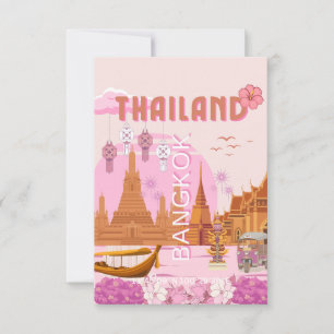 Bangkok Thailand Boho Retro Travel Poster Thank You Card